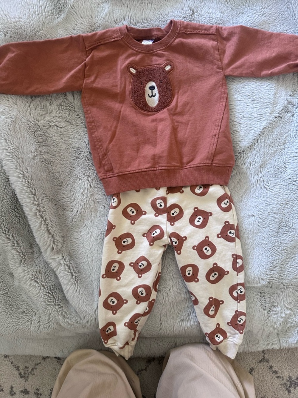 Baby Essentials Rust Bear Appliqué Sweatshirt & Joggers - 24mo